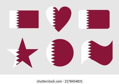 Qatar Flag, flag of qatar, in six shapes