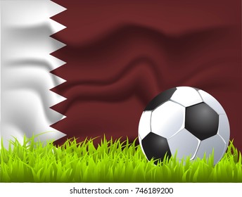 Qatar flag and soccer ball