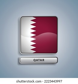 Qatar flag square button vector illustration