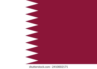Qatar Flag. Standard color. Standard size. A rectangular flag. Digital illustration. Vector. Flat illustration. 