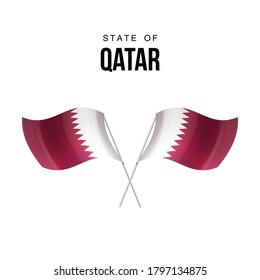 Katar Flaggenstaatsymbol einzeln auf nationalem Hintergrund. Grußkarte National Independence Day des Staates Katar. Illustrationsbanner mit realistischer Staatsflagge.