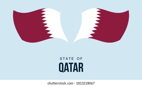 Qatar flag state symbol isolated on background national banner. Greeting card National Independence Day of the state of Qatar. Illustration banner with realistic state flag.