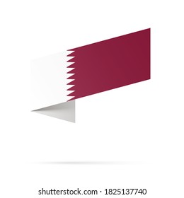 Símbolo del estado de la bandera de Qatar aislado en una bandera nacional de fondo. Tarjeta de saludo Día de la Independencia Nacional del Estado de Qatar. Cartel de ilustración con bandera de estado realista.