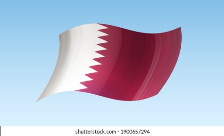 Qatar flag state symbol isolated on background national banner. Greeting card National Independence Day of the state of Qatar. Illustration banner with realistic state flag.