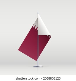 Qatar flag state symbol isolated on background national banner. Greeting card National Independence Day of the state of Qatar. Illustration banner with realistic state flag.