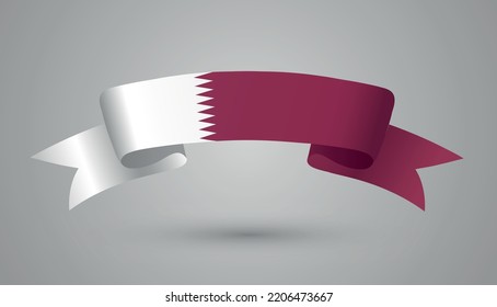 Qatar flag symbol.Ribbon with flag of Qatar.