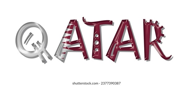 Qatar flag text font, 3D Qatar colorful background, Qatar flag vector illustration