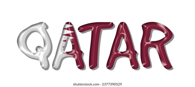 Qatar flag text font, 3D Qatar colorful background, Qatar flag vector illustration
