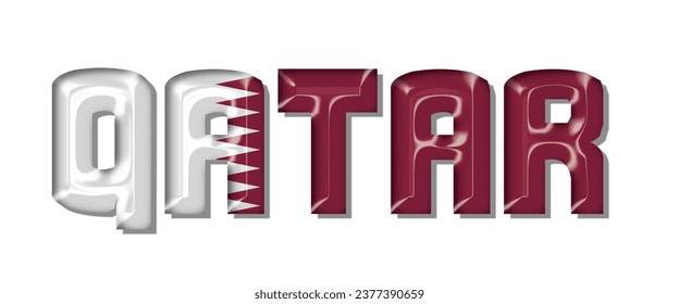Letra de texto de la bandera de Qatar, fondo colorido 3D de Qatar, ilustración vectorial de la bandera de Qatar