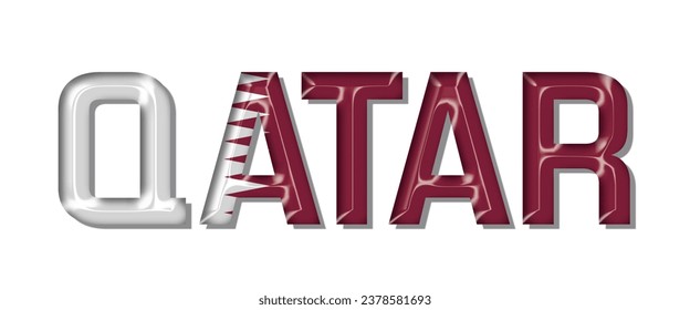 QATAR flag text font, 3D QATAR colorful background, QATAR flag vector illustration