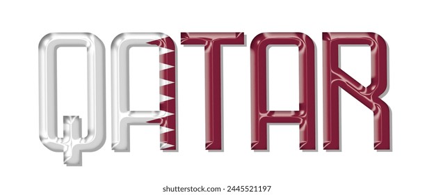 Qatar flag text font, 3D Qatar flag colorful background, Qatar flag vector illustration