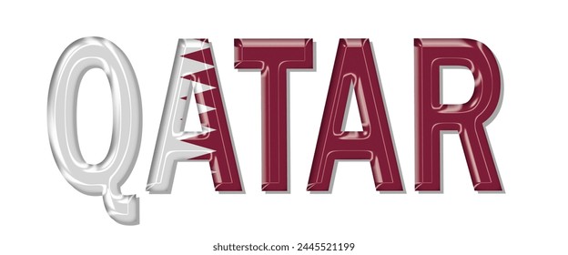 Schriftart für Katar-Flagge, 3D-Katar-Flagge farbiger Hintergrund, Katar-Flagge Vektorillustration