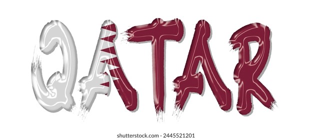 Qatar flag text font, 3D Qatar flag colorful background, Qatar flag vector illustration