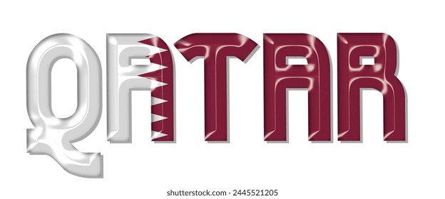 Schriftart für Katar-Flagge, 3D-Katar-Flagge farbiger Hintergrund, Katar-Flagge Vektorillustration