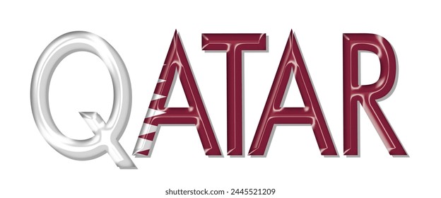 Qatar flag text font, 3D Qatar flag colorful background, Qatar flag vector illustration