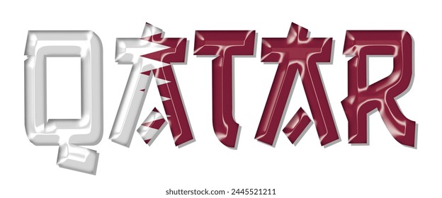 Qatar flag text font, 3D Qatar flag colorful background, Qatar flag vector illustration
