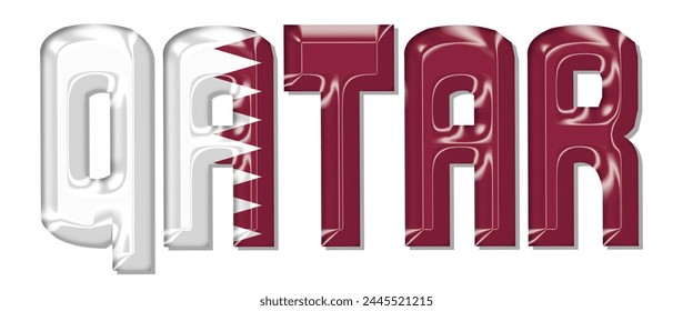 Schriftart für Katar-Flagge, 3D-Katar-Flagge farbiger Hintergrund, Katar-Flagge Vektorillustration
