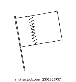 Qatar flag. Vector black and white hand drawn flag.