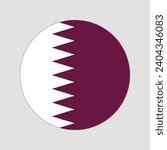 Qatar flag vector icon design. Qatar circle flag. Round of Qatar flag.
