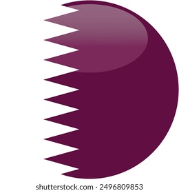 Qatar flag vector icon. Glossy round icon with flag of the Qatar on white background