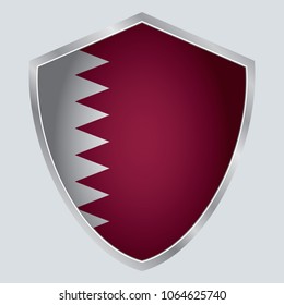 Qatar Flag Vector Shield Icon. asia. vector illustration. vector shadow. gray background. 3d. eps10.