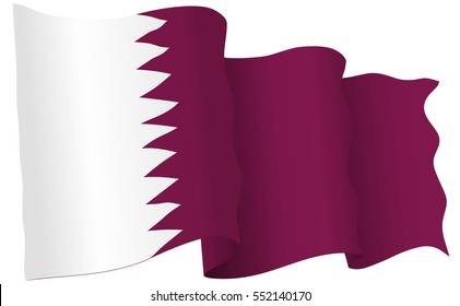 Qatar flag waving isolated on white in vector format.