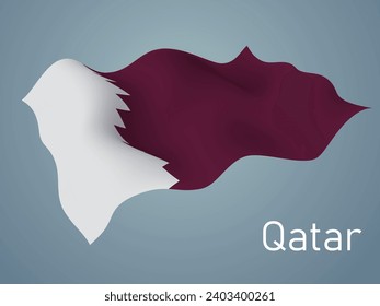 Bandera de Qatar, ondeando sobre fondo azul, el formato vectorial es eps10 
