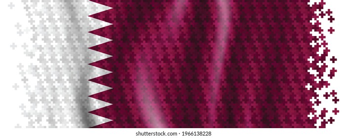 
Qatar Flag waving with Plus and Positive sign, Medical cross Vector illustration, Abstract background, Banner or cover template