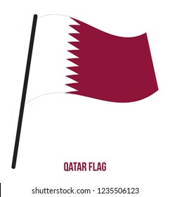 Qatar Flag Waving Vector Illustration on White Background. Qatar National Flag.