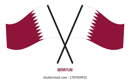 Bandera de Qatar ondeando ilustración vectorial en fondo blanco. Bandera Nacional de Qatar.