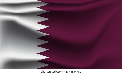 Qatar flag waving with the wind  3D illustration wave flag