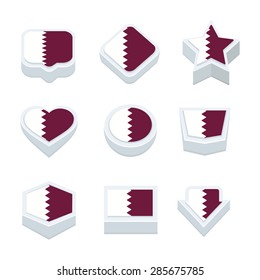 qatar flags icons and button set nine styles