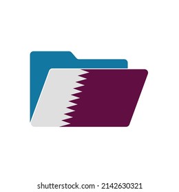 Qatar. Folder icon with Qatar flag. Vector folders icons with flags. Isolated on white background