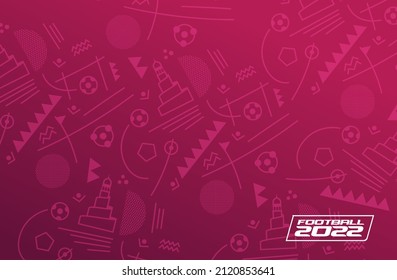 Fußball 2022. Kugelgraphisches Design, Vektorgrafik. Katar-stylischer Hintergrund-Farbverlauf