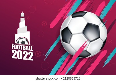 Qatar football cup 2022. ball graphic Qatar design vector illustration. Qatar stylish background gradient