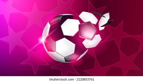 Fußball 2022. Kugelgraphisches Design, Vektorgrafik. Katar-stylischer Hintergrund-Farbverlauf