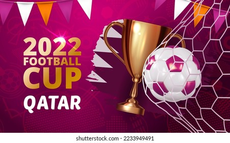 Copa de fútbol de Qatar 2022. Gráfica de fútbol europea Catar diseño ilustración vectorial. fondo de goles de fútbol verde vector Qatar elegante gradiente de fondo
