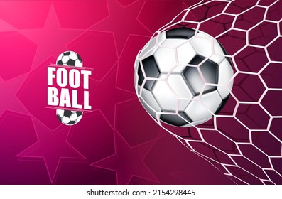 Qatar football cup 2022 soccer background sport, ball in net goal vector