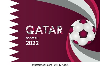 Qatar football illustration on Qatar flag background in 2022 world football competition