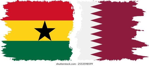 Qatar and Ghana grunge flags connection, vector