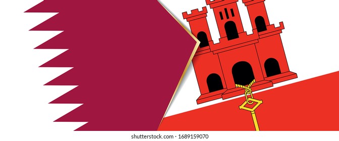 Qatar and Gibraltar flags, two vector flags symbol of relationship or confrontation.