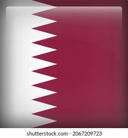 Qatar Glossy 3D Square Country Flag Icon
