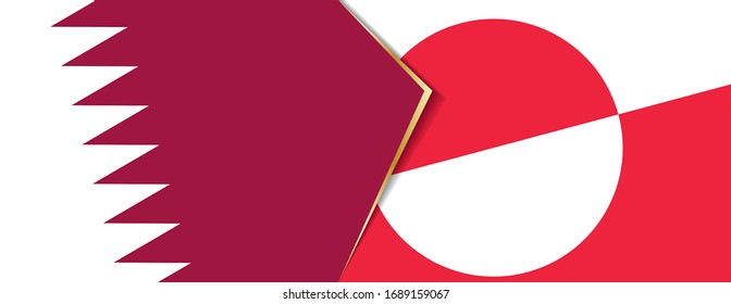 Qatar and Greenland flags, two vector flags symbol of relationship or confrontation.