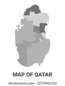 Qatar Greyscale political map simple flat illustration