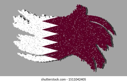 Qatar grunge flag, Qatar flag with shadow on isolated background, vector illustration