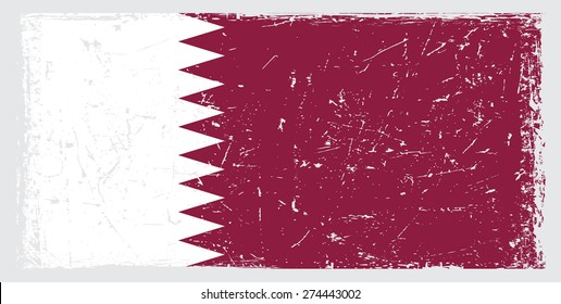 Qatar grunge flag.Qatar flag with grunge texture.Vector template.