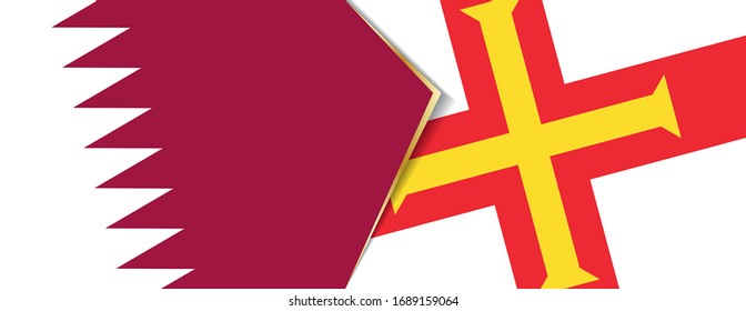 Qatar and Guernsey flags, two vector flags symbol of relationship or confrontation.