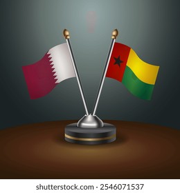 La tabla de Qatar y Guinea Bissau marca la relación con el fondo de gradiente. Ilustración vectorial