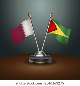 Qatar and Gunaya table flags relation  with gradient backgrund. Vector Illustration
