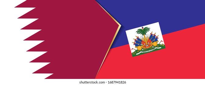 Qatar and Haiti flags, two vector flags symbol of relationship or confrontation.